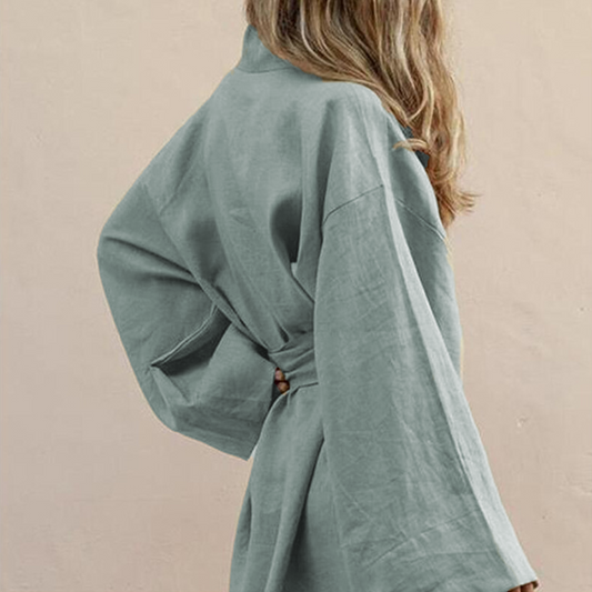Unisex Linen Cotton Kimono Jacket with Belt