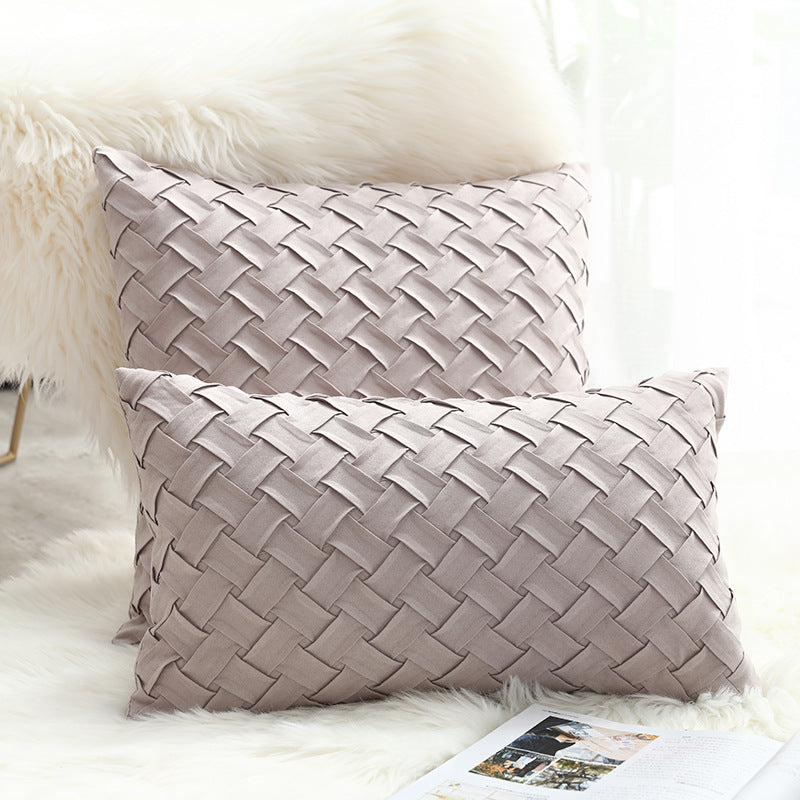 Soft Flannel Woven Pattern Throw Pillow Cover
