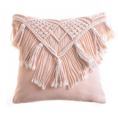 Macrame Handmade Square Cotton Throw Pillow Cover