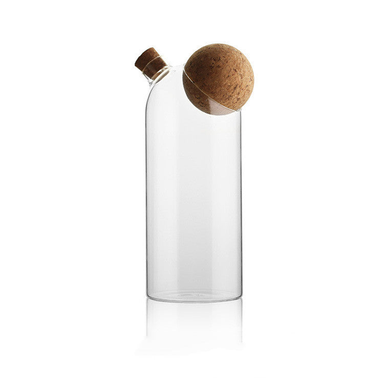Glass Storage Bottle with Pour Spout and Cork Lid