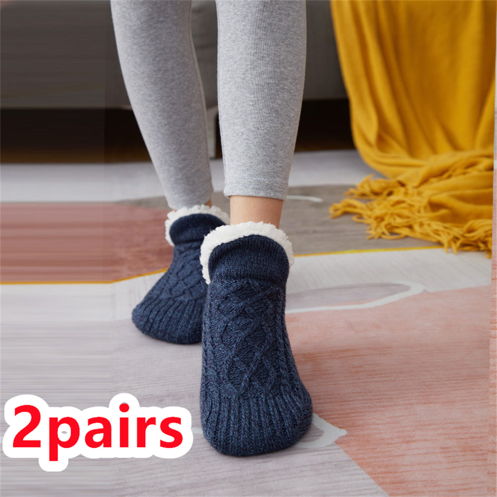 Soft Fleece Lined Sock Slippers with Non-Slip Sole (Uni-Sex)