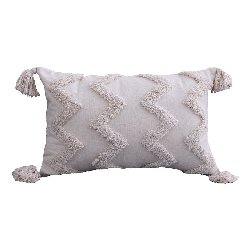 Tufted Throw Pillow Cover with Tassel