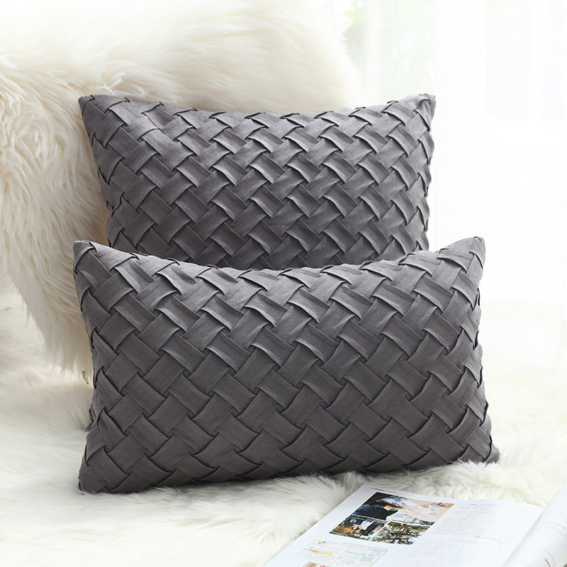 Soft Flannel Woven Pattern Throw Pillow Cover
