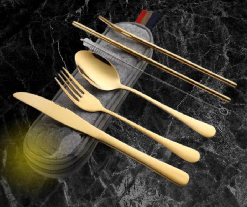 On-The-Go stainless steel Cutlery Set (7 pcs) with case
