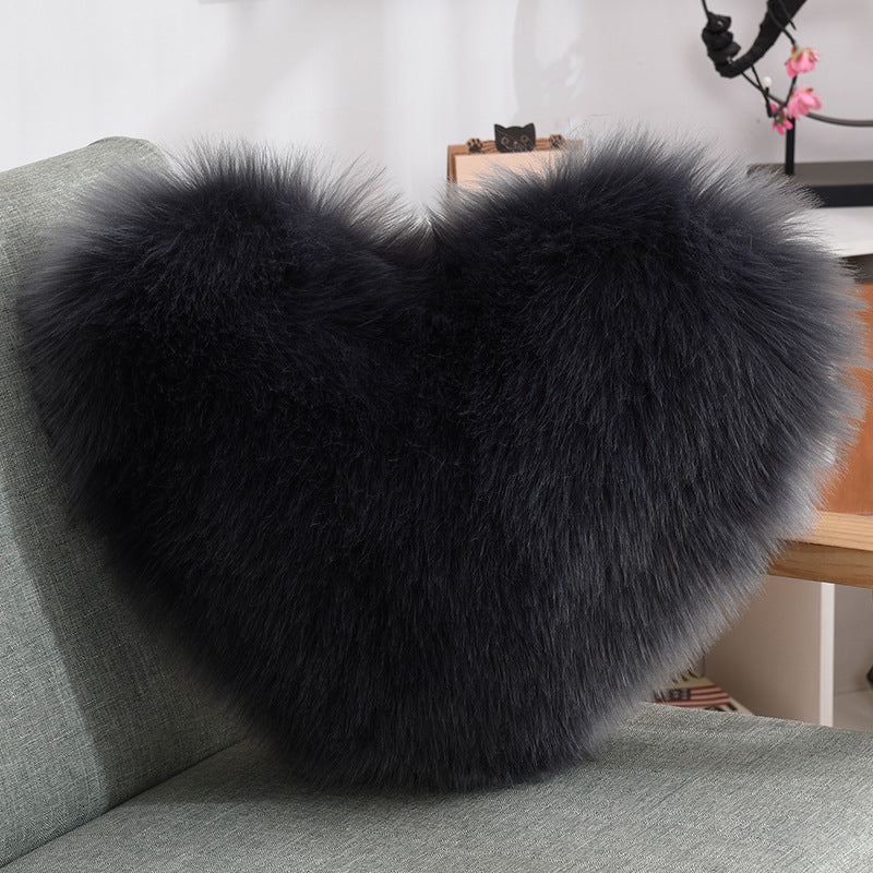 Heart Shaped Faux Fur Cushion Cover